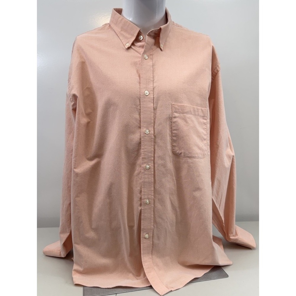 Chaps Oxford Shirt Mens 18-18.5 34/35 Light Salmon Classic Fit Wrinkle Free
